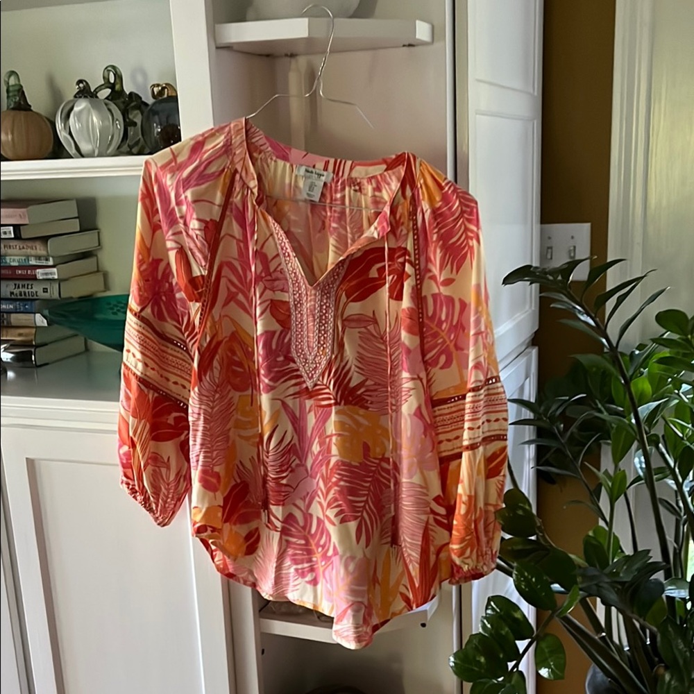 Haute Hippie Pink and Orange Floral Blouse